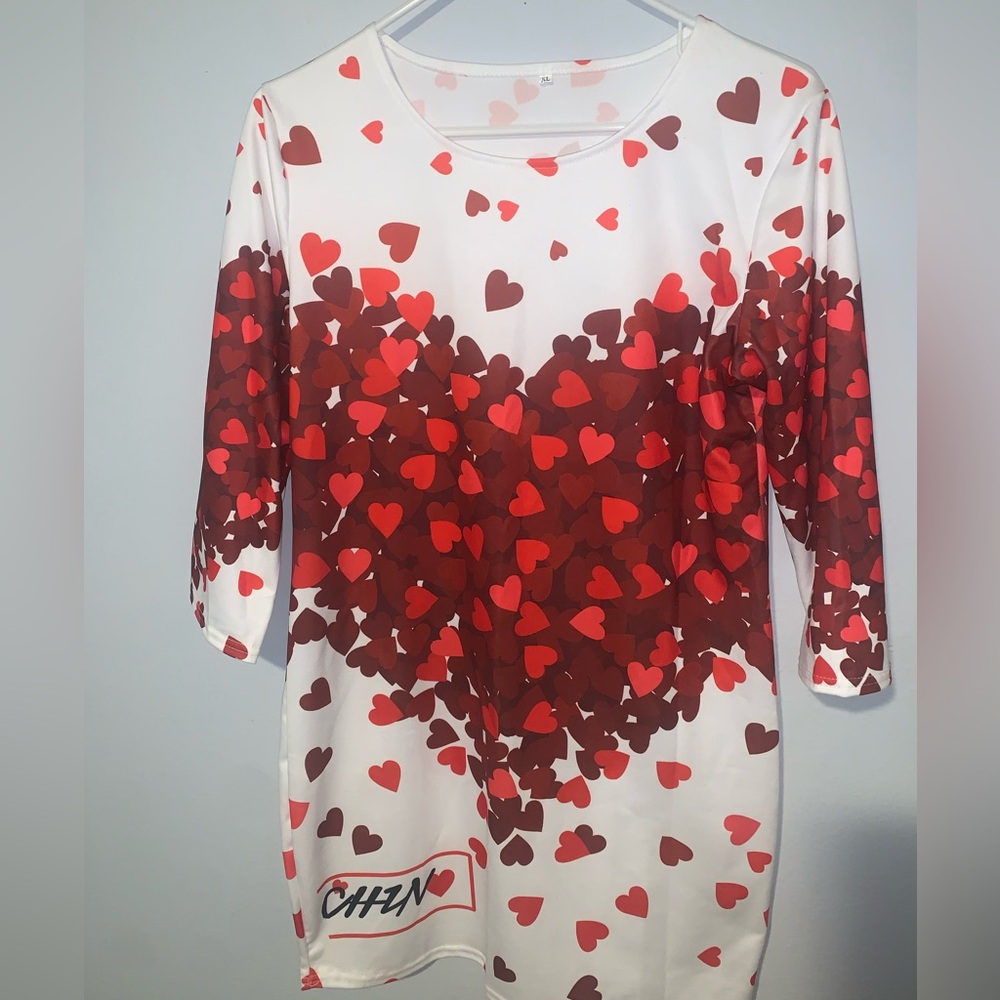 Heart printed pencil dress
